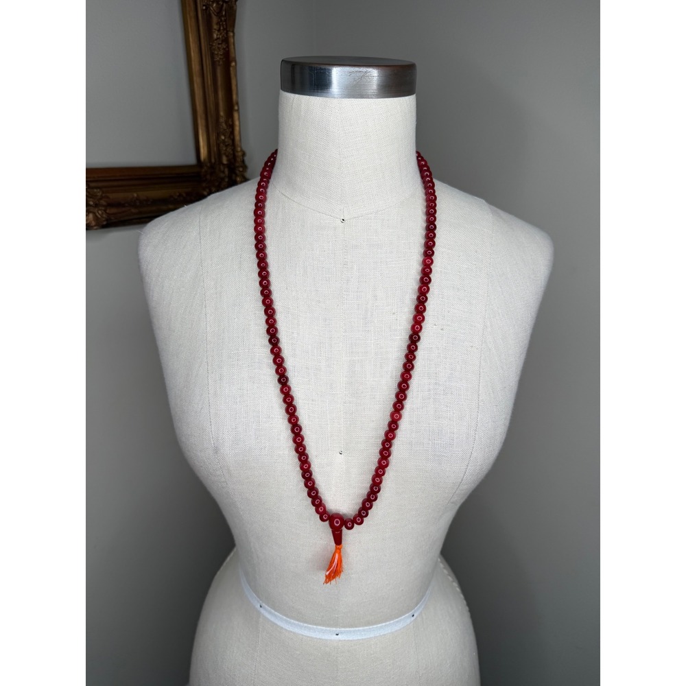 Unbranded‎ Mala Necklace Red Beaded Tassel Spiritual Boho Women's OS Yoga